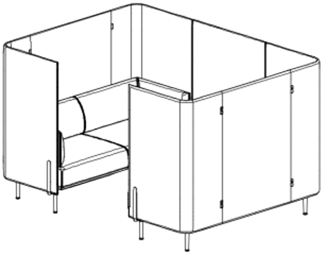 Acoustic Sofa with Partition Screen - 4 Seater dimensions